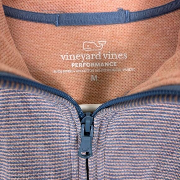 Vineyard Vines Blue & Pink Striped Quarter Zip Pullover Sweatshirt Men's M - Picture 5 of 9